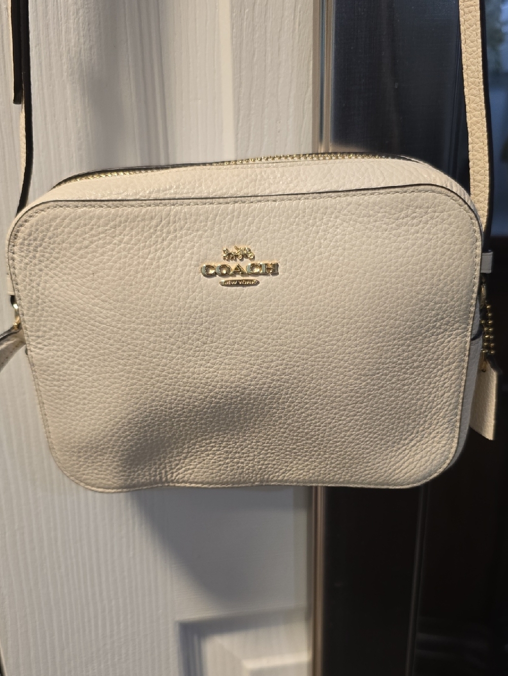Coach Pebbled Leather Crossbody Bag in Cream with Gold Hardware